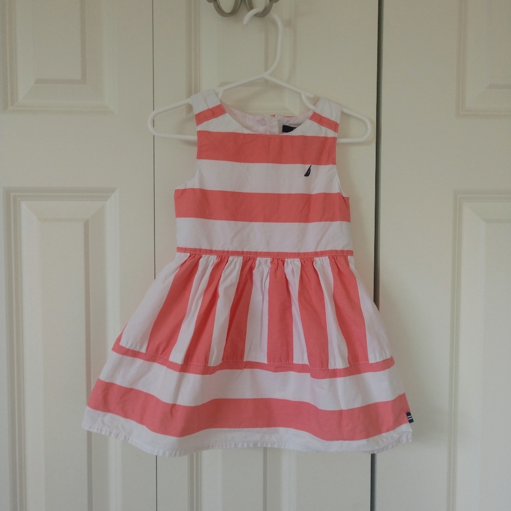 Peach + White Striped Dress